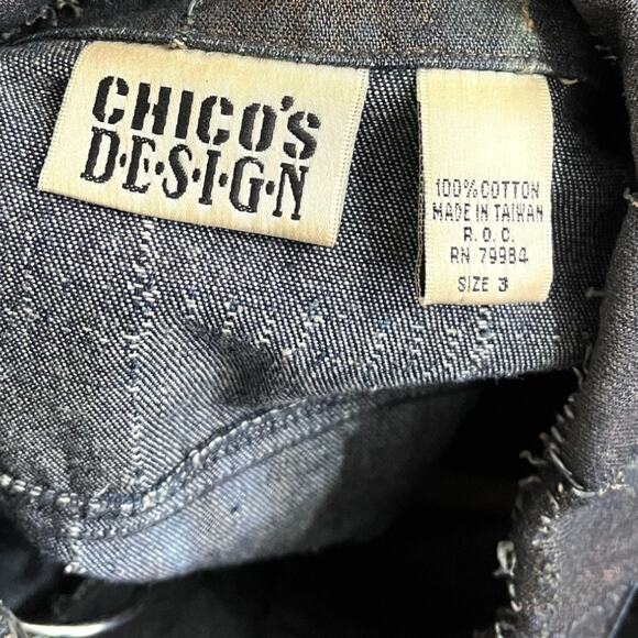 Vintage Chico's Size 3 Raw Edge Metallic Snap Front Tie Dye Shacket Women's XL - Picture 9 of 9